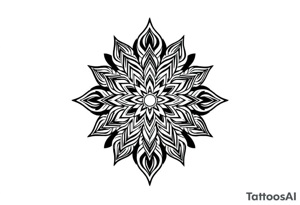 spiritual bold line feather mandala indian tattoo idea