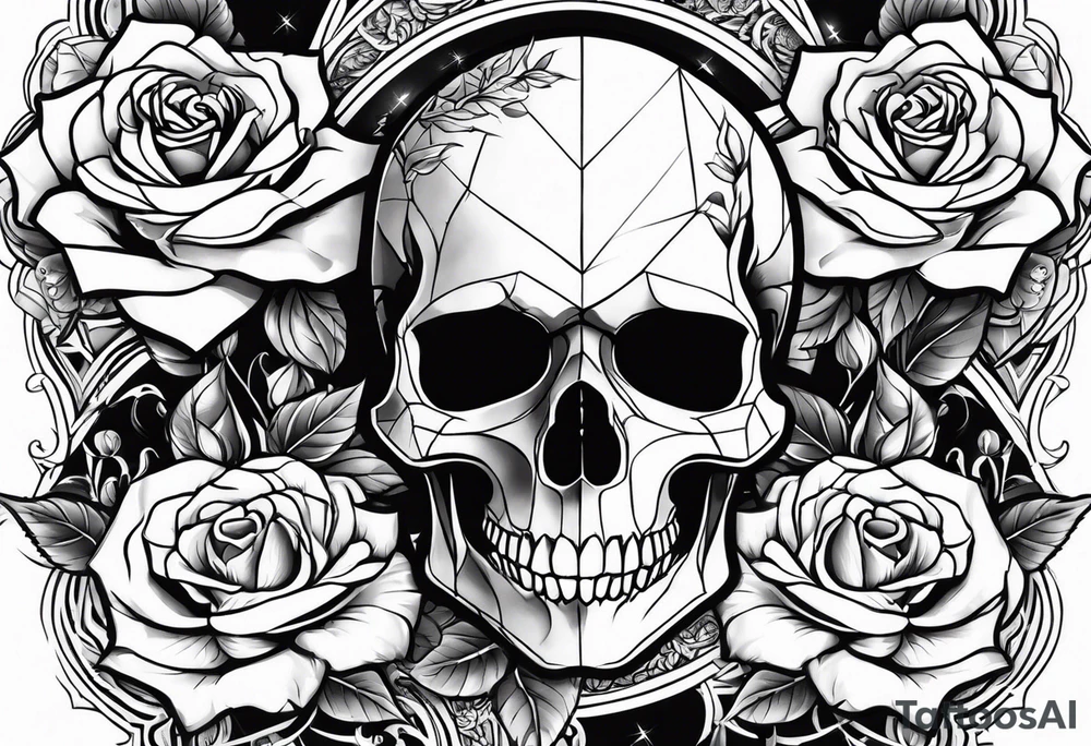 skull and roses tattoo idea