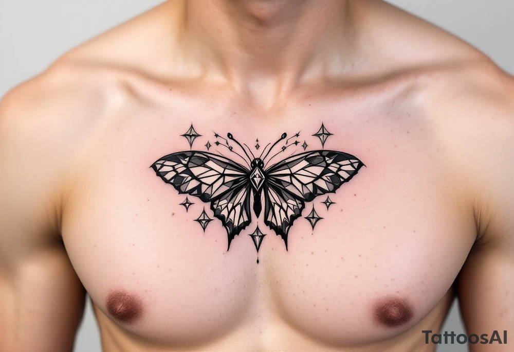 Diamond bow tie butterfly tattoo idea