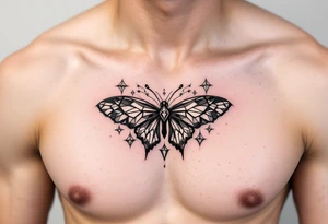 Diamond bow tie butterfly tattoo idea