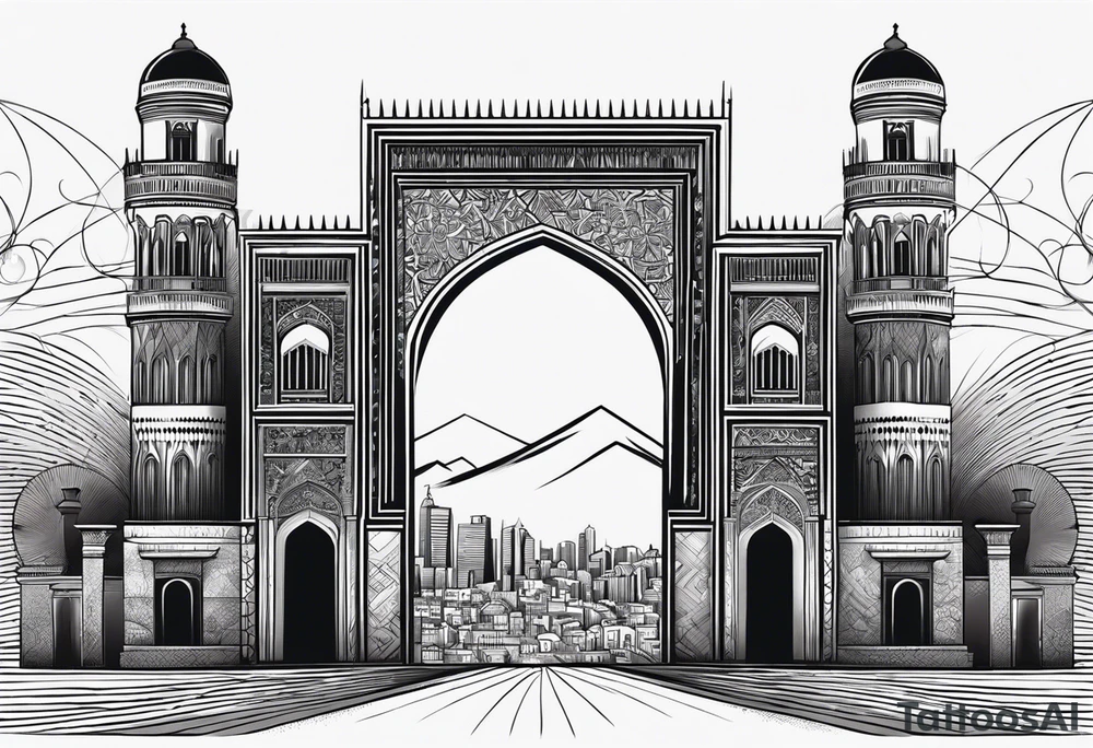 israel city vector gate 
swirl 
 vignette tattoo idea