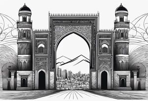 israel city vector gate 
swirl 
 vignette tattoo idea