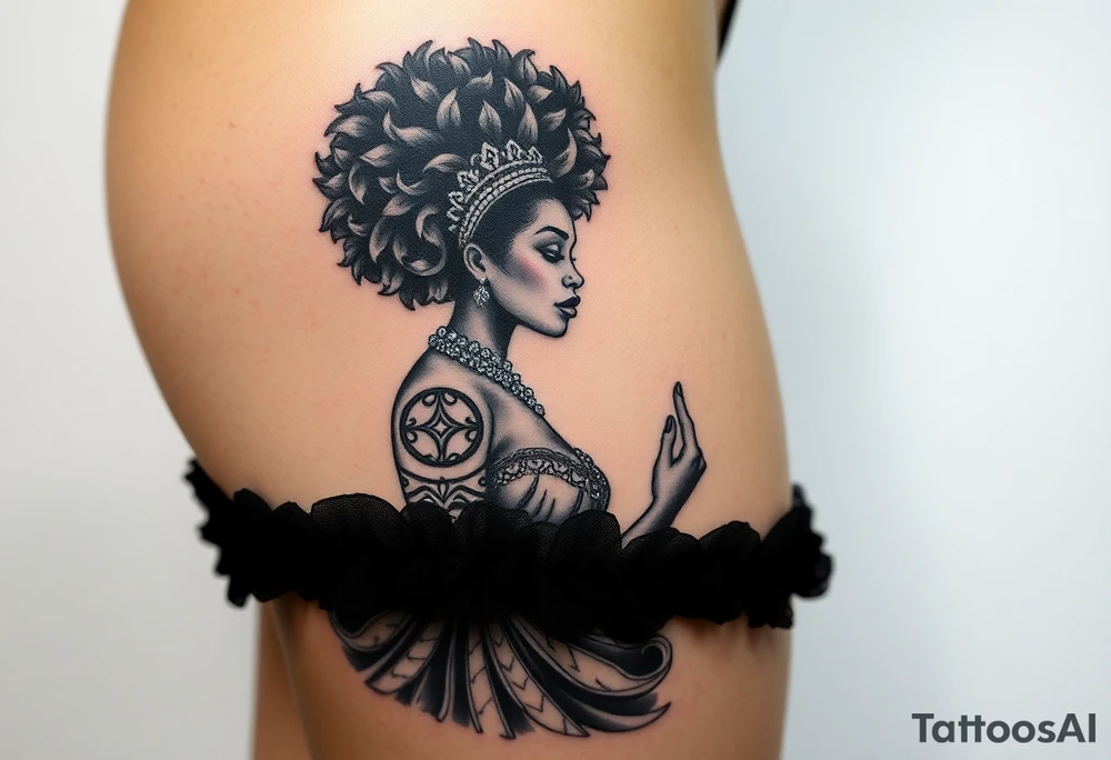 Queen with afro tattoo idea