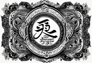 The phrase "Aspanda Bürküt, Jerde Kökbörü Bol" can be elegantly rendered in traditional Turkish calligraphy, positioned centrally or at the bottom of the design. tattoo idea