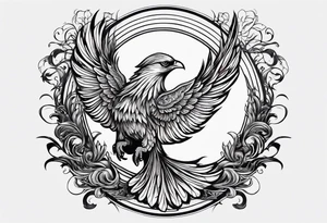 phoenix sur une lune bleu tattoo idea