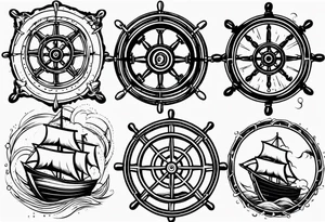 Nautical ships wheel in storm tattoo idea