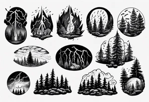 lightning storm over forest tattoo idea