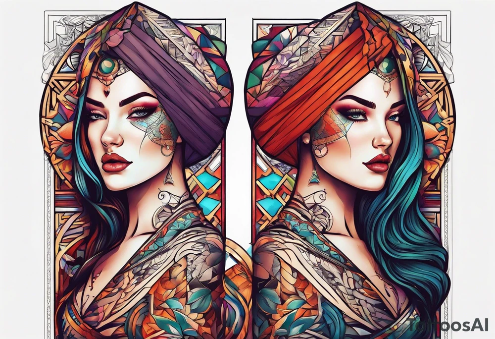 One face was cut in half
half belong a woman the other half to a men tattoo idea