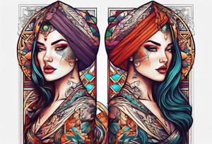 One face was cut in half
half belong a woman the other half to a men tattoo idea