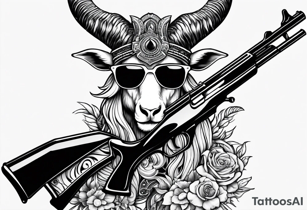 capricorn with sunglasses and shotgun tattoo idea