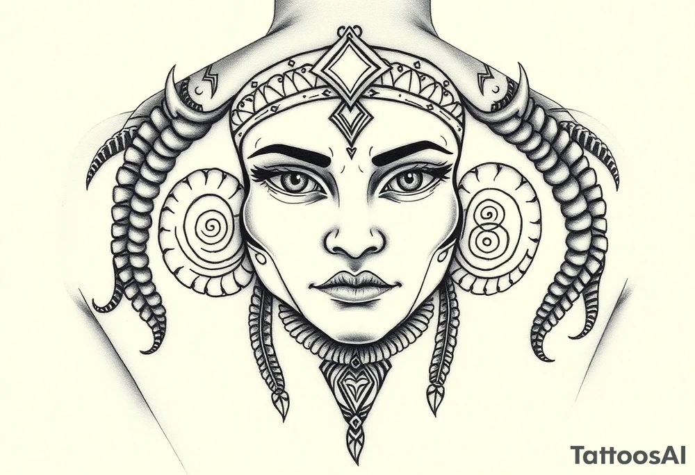 Pacha mama with spirals on her cheeks tattoo idea