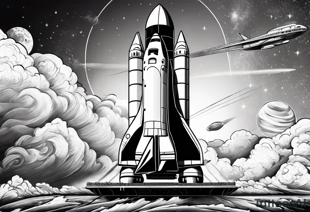 shuttle launching to space tattoo idea