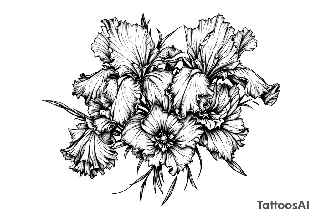 Irises flowers ornement tattoo idea
