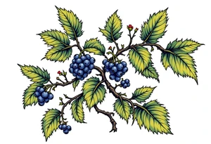 American traditional style Blackberry vine in a line tattoo idea