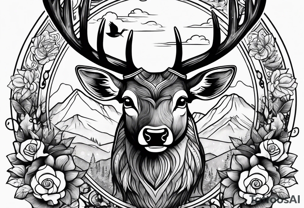 deer and bass tattoo idea