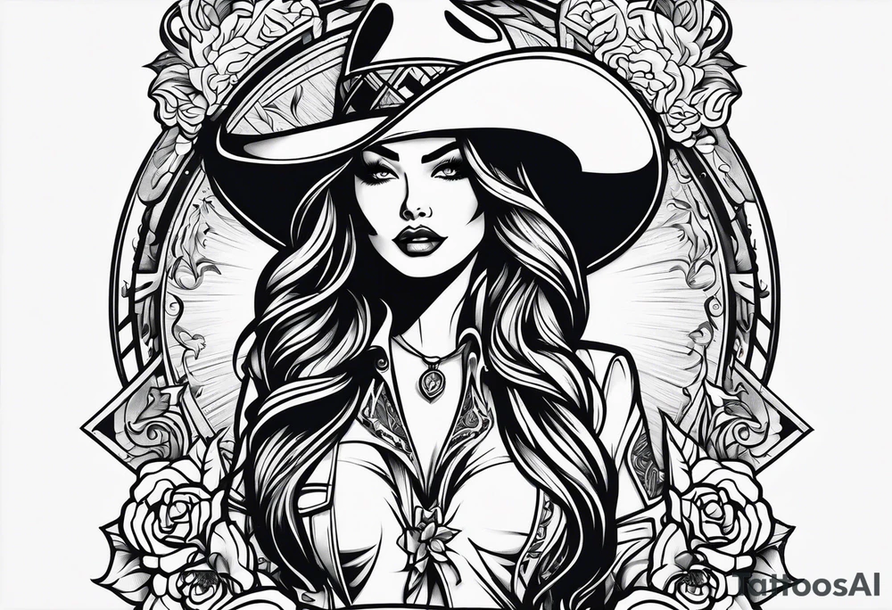 Neotraditional cowgirl tattoo tattoo idea