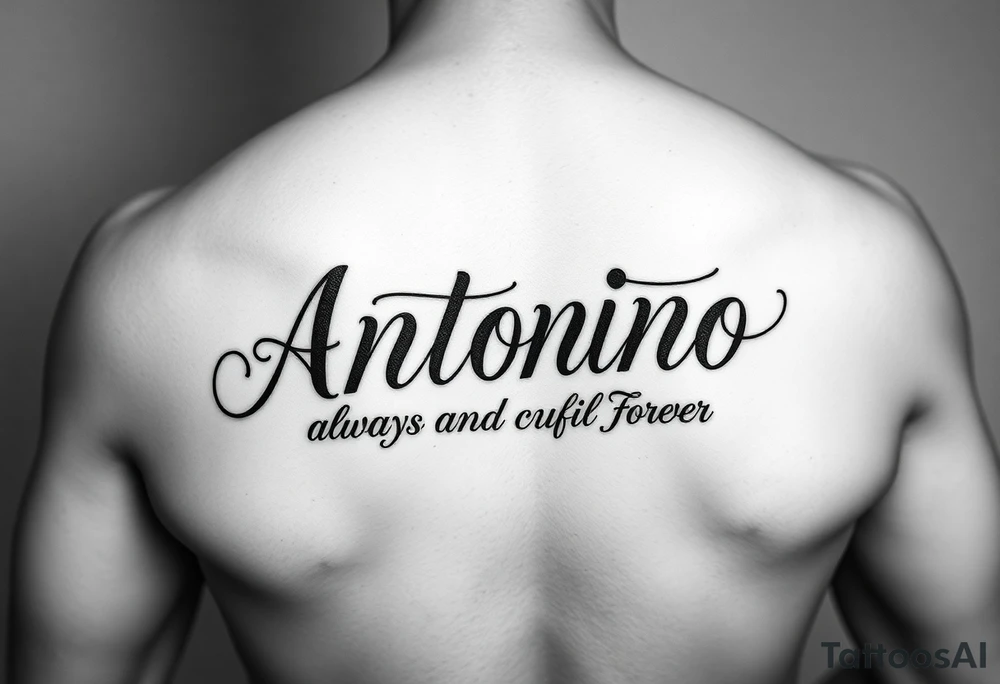 Make me a tattoo design with my husbands name Antonio that shows my love is always and forever for a female tattoo idea