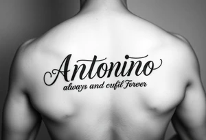 Make me a tattoo design with my husbands name Antonio that shows my love is always and forever for a female tattoo idea