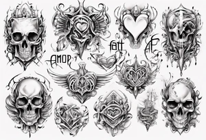 stylized text: "amor fati" tattoo idea
