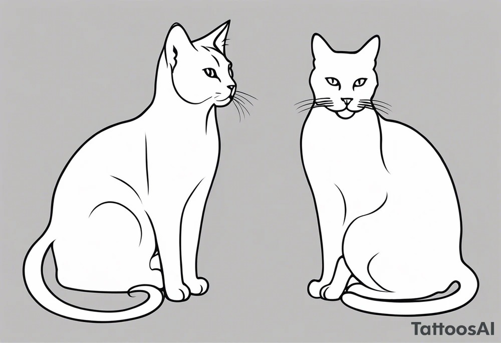Two cat silhouettes. One gray and one fully black tattoo idea Two cat silhouettes. One gray and one fully black tattoo idea
