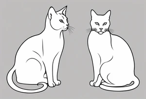 Two cat silhouettes. One gray and one fully black tattoo idea