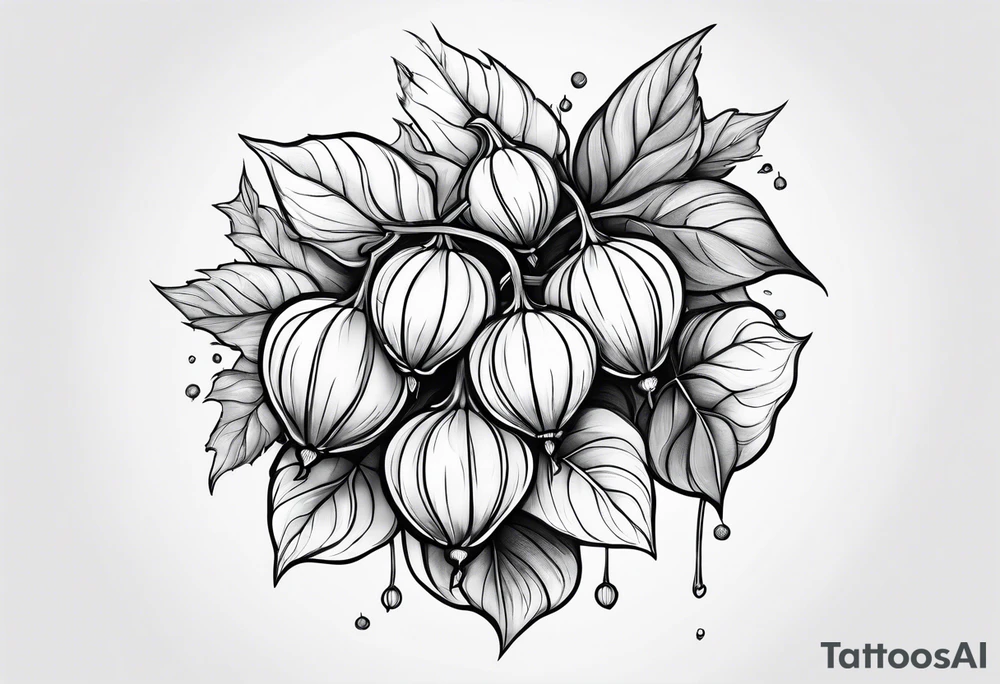 Physalis with clouds tattoo idea