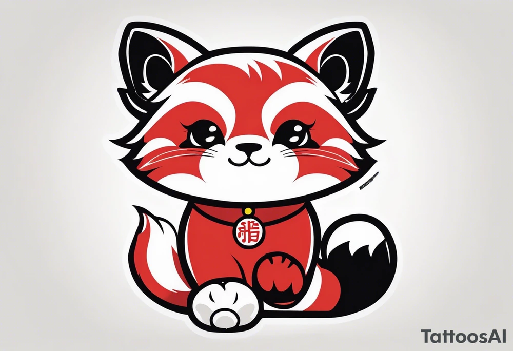 Red panda lucky cat tattoo idea