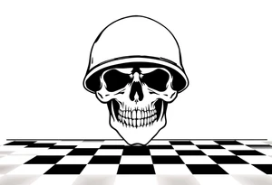 soldier skull with checkered floor tattoo idea