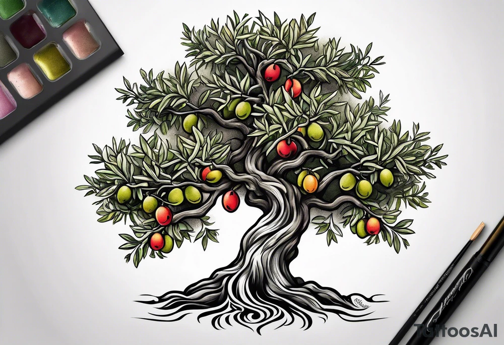 olive tree tattoo idea