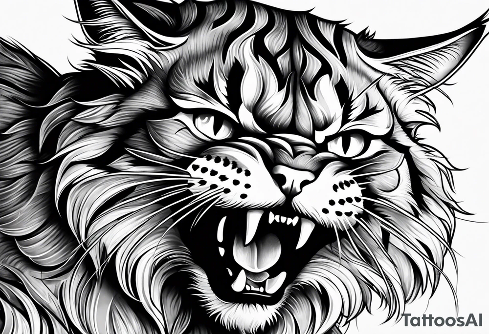 angry cat tattoo idea