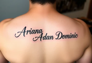 My kids names- Ariana Adrian Dominic in gangster script calligraphy tattoo idea