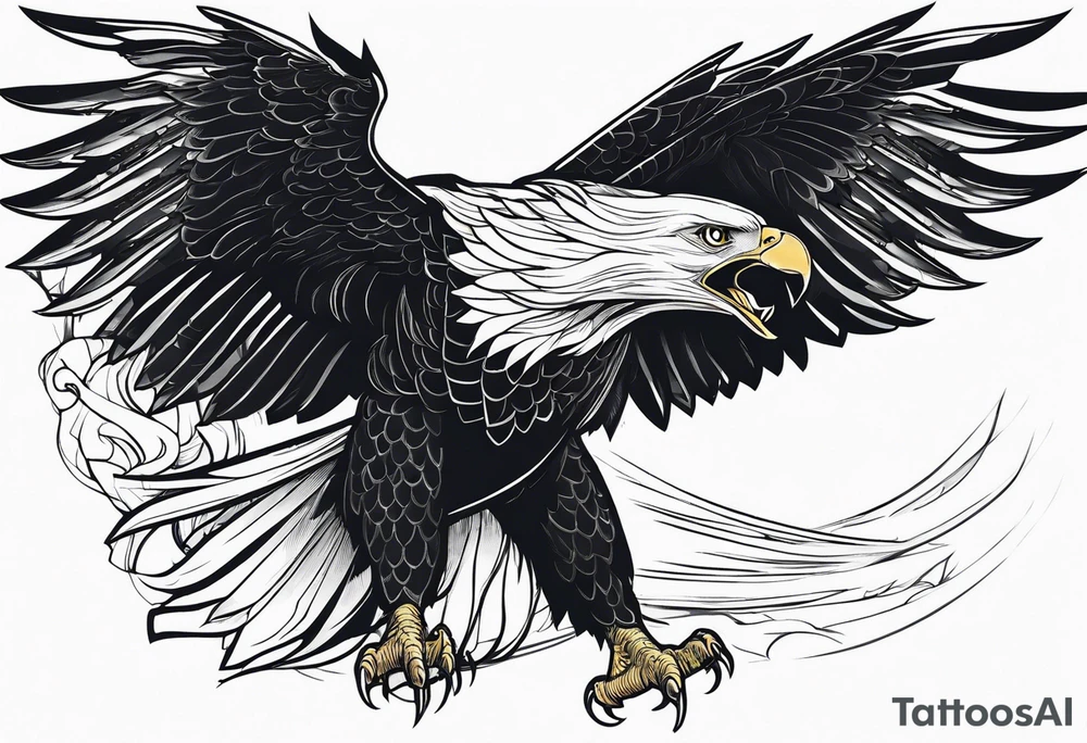 powerful majestic eagle swooping down into battle clutching sword tattoo idea