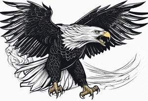 powerful majestic eagle swooping down into battle clutching sword tattoo idea