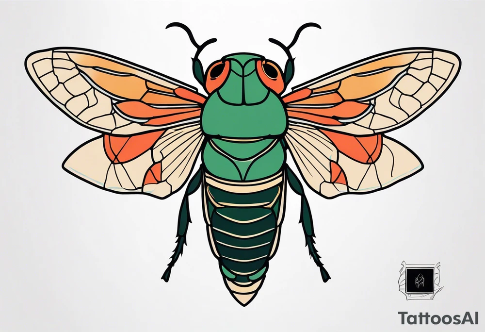 Neo traditional Cicada tattoo idea