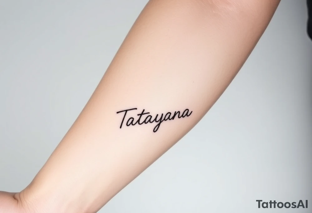 tattoo on forearm, using the name “Tatayana” For a father that lost his daughter tattoo idea