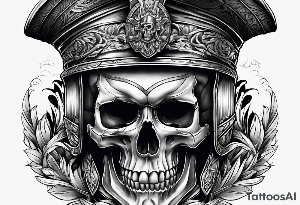 roman soldier skull tattoo idea