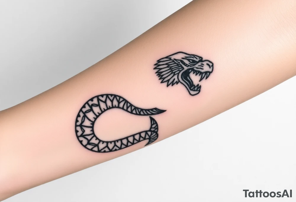 Snake tiger crane monkey tattoo idea