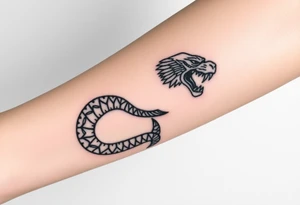 Snake tiger crane monkey tattoo idea