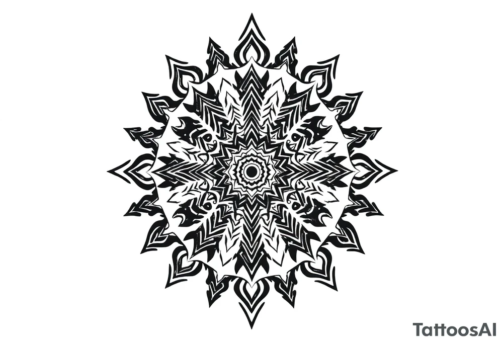 long mytical mandala with ancient rhyme tattoo idea