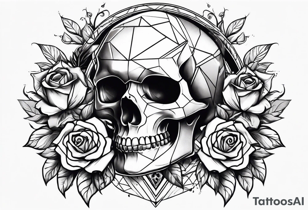 skull and roses tattoo idea