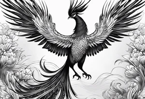 asian phoenix with a long neck, graceful and elegant tattoo idea