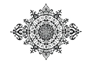 mytical shaman and witch ancient  mandala
ornament with runes tattoo idea