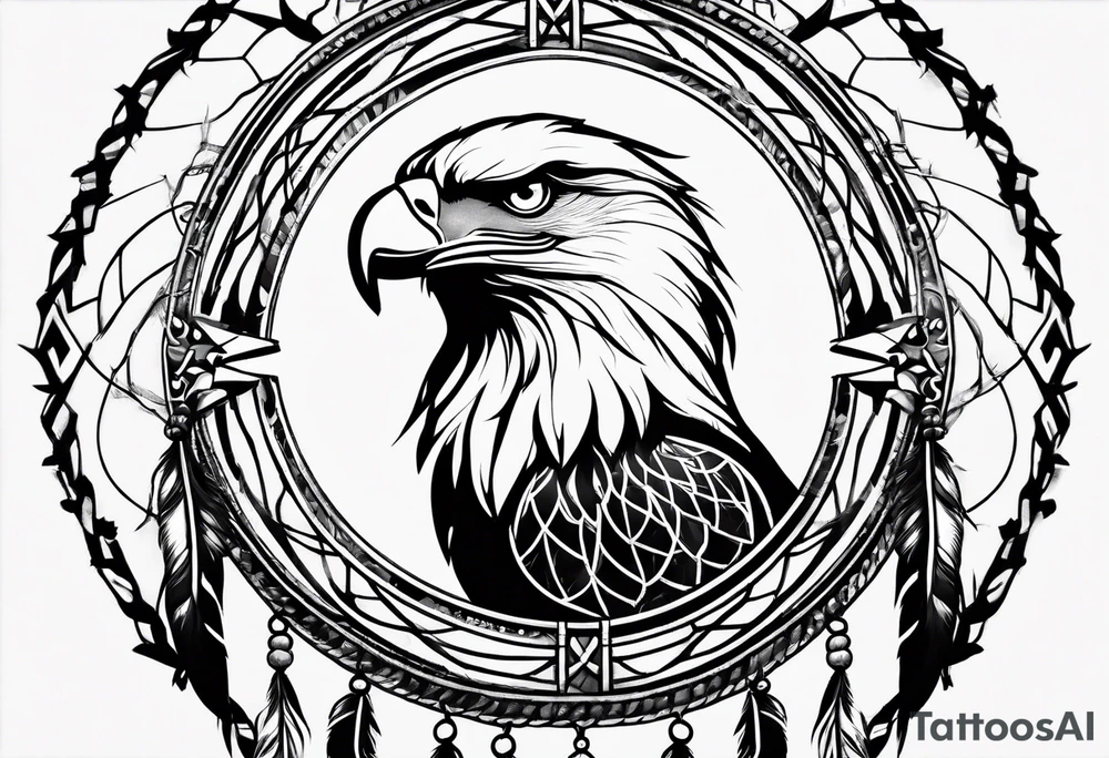 dreamcatcher eagle feathers tattoo idea