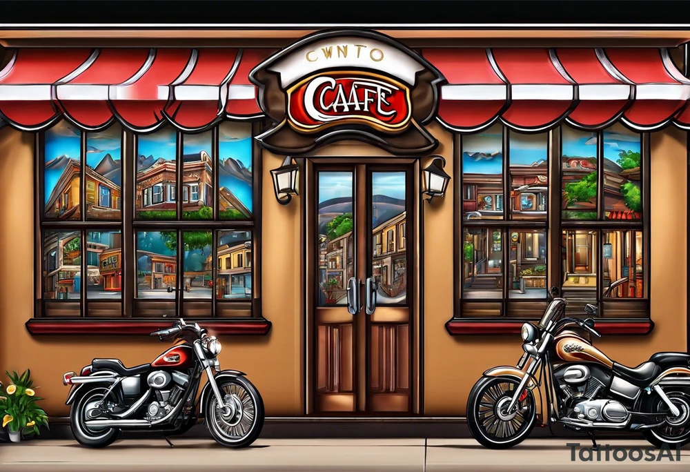 Town cafe logo tattoo idea