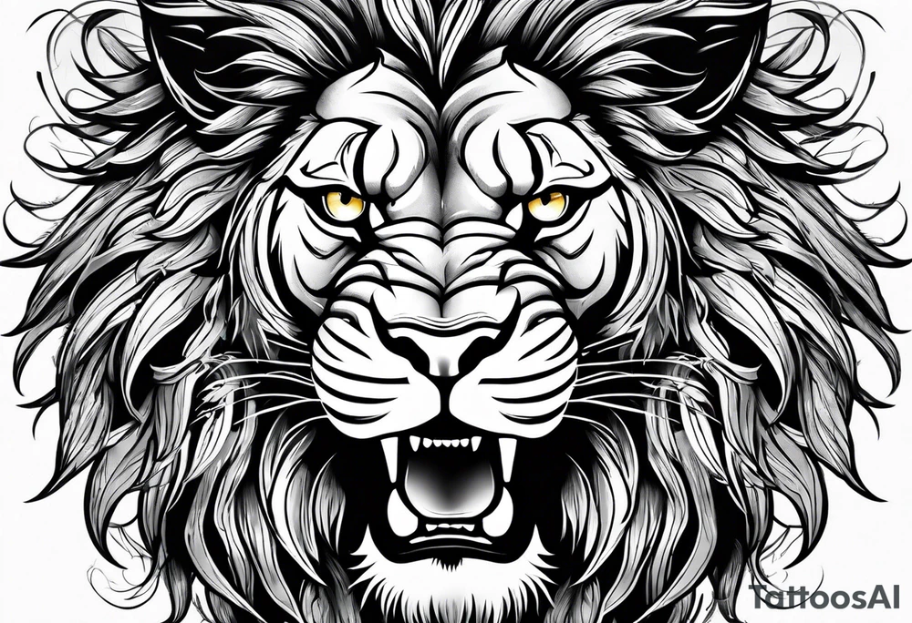 Lion head angry open the mouth more angry tattoo idea