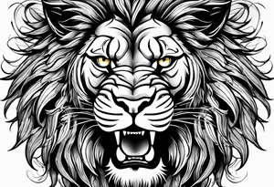 Lion head angry open the mouth more angry tattoo idea