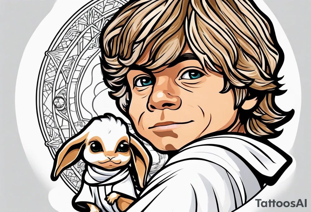 Luke Skywalker with baby grogu tattoo idea