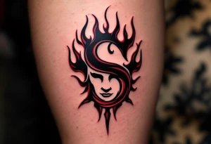 AC Sparta’s iconic maroon "S" surrounded by black tribal flames for a fierce football allegiance. tattoo idea