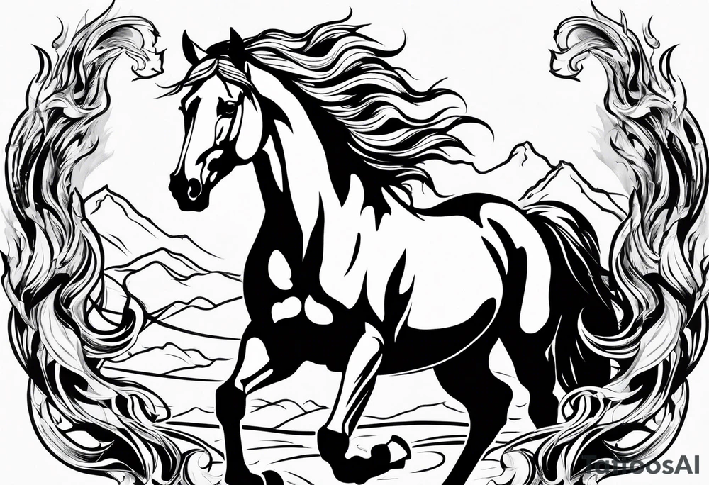 horse on fire tattoo idea