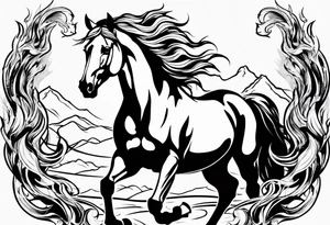 horse on fire tattoo idea